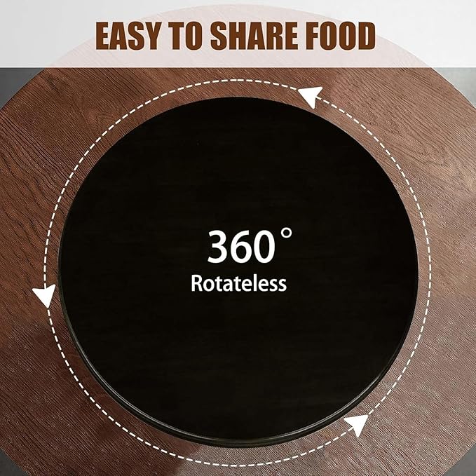 Large Lazy Susan Turntable, Wooden Round Tray Rotating for Dining Table Top Centerpiece Silent Smooth SpinBy Hand Kitchen Tur