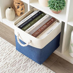 OrganiHaus 11x11 Cube Storage Bins 4 Pack, Foldable Cube Storage Organizer w/ Rope Handles, Collapsible Fabric Bins for Toys,