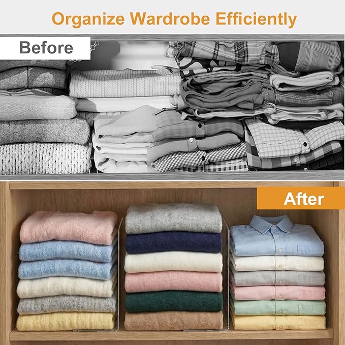 SortNStore Shelf Dividers for Closet Organization: 12" Tall x 12" Deep, Taller Adhesive Separators Features Acrylic Material 
