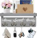 buways Key Holder Wall Mount with 4 Double Hooks-Solid Wood Wall-Mounted Organizer for Keys&Mail Rustic Key Rack Hanger Holde