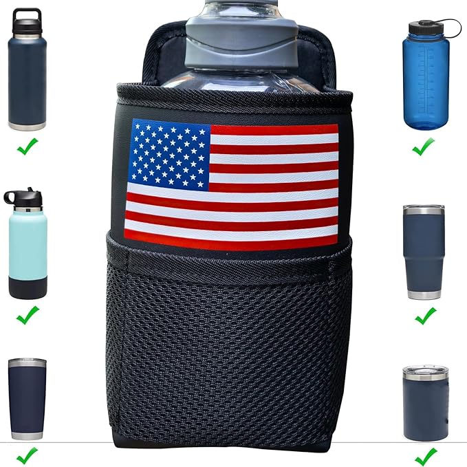 Large Car Cup Holder Expander, Fits Large 24/36/40/46oz Water Bottles, Big Drinks Holder Bag- Universal Auto Vehicle for Cars