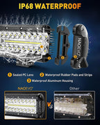 NAOEVO 12 Inch LED Light Bar and 4PCS 4 Inch LED Pod Lights, 54000LM LED Fog/Driving/Off Road Lights, Triple Row Spot Flood Combo LED Light Bar for Truck Car UTV ATV Boat, 1 Year Warranty