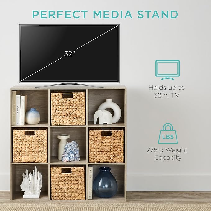 Best Choice Products 9-Cube Storage Organizer, 11in Shelf Opening, Bookcase, Display Shelf, Customizable w/ 3 Removable Back 