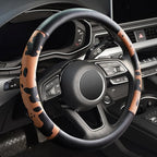 Cow Print Car Steering Wheel Covers, Breathable Microfiber Leather for Women and Men, Universal 15 inch Anti-Slip Steering Wh