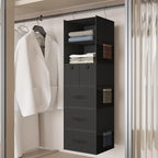 6-Shelves Hanging Closet Organizer with 5 Different Drawers, Foldable Closet Organizers and Storage for Wardrobe, Closet& RV,