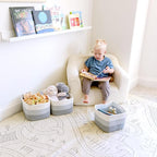 NaturalCozy Storage Cubes 9”x9”x7”Cotton Rope Woven Baskets for Organizing 3-Pack | 9 Inch Cube Storage Bin | Small Basket fo