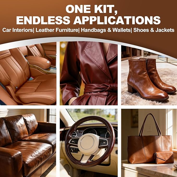 Leather Cleaner and Conditioner for Couch: Complete 2-Step Care Set for Car Interior Furniture Sofa Shoes Bags & Jackets - Re