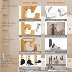 2 Pack Acacia Wood Hat Organizer for Wall – Vertical Baseball Cap Display Rack with 3 Hanging Options, Hat Holder with Adhesi