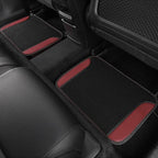 CAR PASS Faux Leather Steering Wheel Cover and Waterproof Car Floor Mats, Universal Car Combo Fit for 95% Sedan,SUV,Cars, 14.5-15inch Sporty Anti-Slip Safety Comfortable Design Burgundy