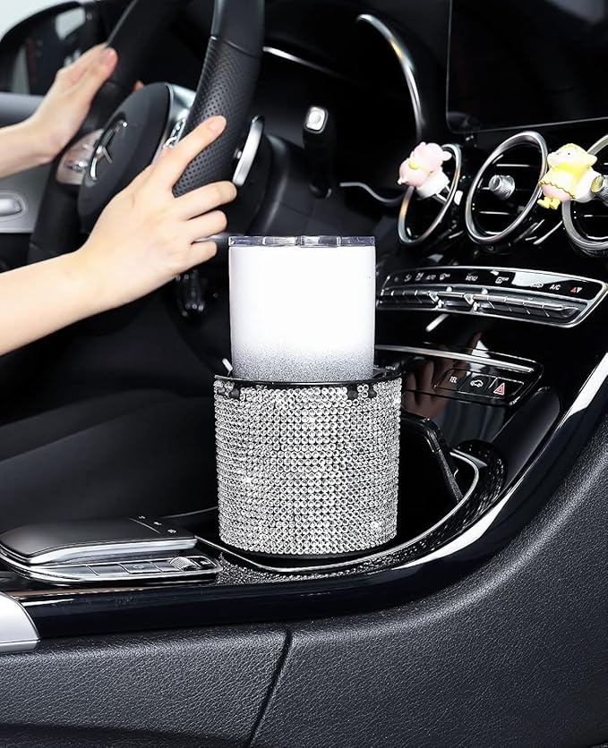 JOYTUTUS Bling Cup Holder Expander for Car, Stable Car Cup Holder Expander for YETI, Hydro Flask, Fit 18-40 oz Bottles and Mu