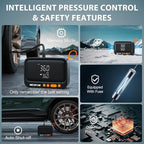 NEXPOW Tire Inflator Portable Air Compressor, 150 PSI Air Pump for Car Tires with Digital Pressure Gauge & Auto Shut-Off, Air Compressor Portable for Car, Motorcycle, Bicycle, Balls, Orange