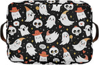 xigua Halloween Ghost Storage Basket Collapsible Storage Bins Waterproof Canvas Storage Basket with Leather Handles for Home 