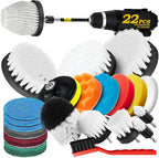 Holikme 22Pack Drill Brush Attachments Set, Scrub Pads & Sponge, Buffing Pads, Power Scrubber Brush, Car Polishing Pad Kit,Wa