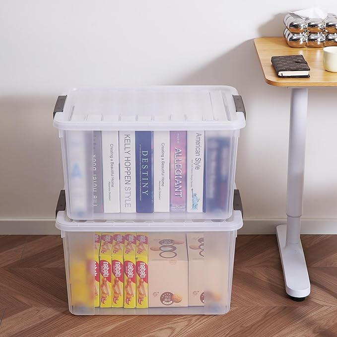 Citylife 6 Packs 69 QT Plastic Storage Bins with Lids Large Stackable Storage Containers for Organizing Clear Storage Box for