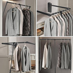 Put Down Closet Rod 2 Pack, Adjustable 35-47.6 Inch Wardrobe Lift Rail Organizer Two-way Buffering Heavy Duty Wardrobe Hanger
