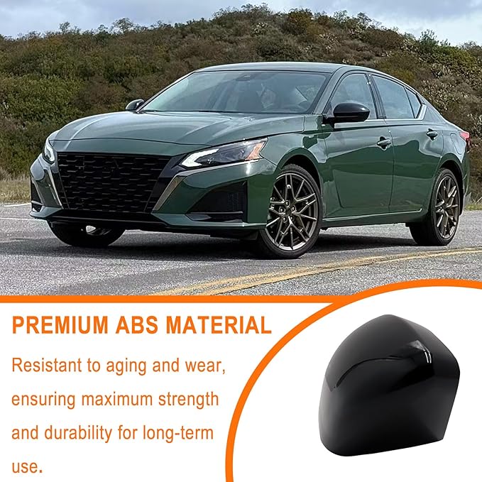 Left Driver Side Replacement Mirror Cover Compatible with Nissan Altima 2019 2020 2021 2022 2023 2024 2025 Side Rearview Mirror Cap Cover Without Turn Signal Light (Glossy Black)
