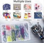 OUTUXED 2 Pack 36 Grids Clear Plastic Bead Organizer Box, Fishing Tackle Box Compartment Organizer with Adjustable Dividers f