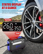R8 Tire Inflator Portable Air Compressor, DC 12V Air Compressor Portable with Large Dual Digital Screen, 3X Faster Inflation Air Pump for Car, Bike, Ball, Motor (Blue)
