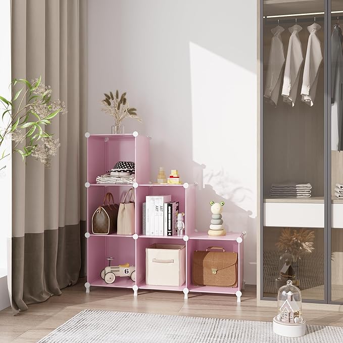 AWTATOS Cube Storage Organizer Protable Closet Organizers and Storage for Kids DIY Stackable 6 Cubes Storage Shelves Clothes 