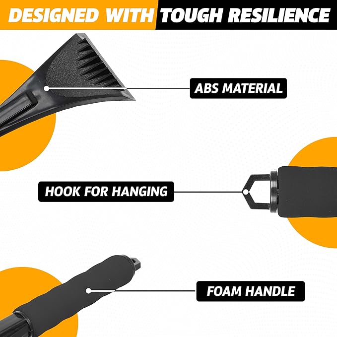 EcoNour Ice Scraper for Car Windshield | Snow Scraper for Car to Remove Snow, Frost, and Ice | 1 Pack Ice Sweeper for Car Windshield with Foam Handle for Perfect Grip | Frost Removal Accessories