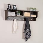 Prepac 60" Contemporary Wall Mounted Coat Rack, Coat Hooks Wall Mount with 4 Shelves, Ideal for Hallway or Entryway Storage S