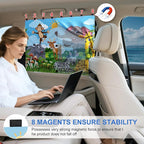 Car Window Shades with 8 Magnets-26.8"x19.7" Car Rear/Side Window Sunshade for Baby Semi-Transparent 2-in-1 Universal Auto Sun Shade for Kid & Pet Protection (2 Pack) Grassland Animal