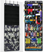 Over The Door Organizer for Toy Guns, Toy Storage, Toys Organizer with Pockets, Hook&Loop Straps for Foam Blasters, Darts, Go