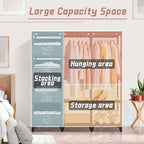 Portable Closet, Easy Assembly, Large Capacity Wardrobe Closet, Sturdy and Stable Clothes Rack with Shelves 4 Storage Baskets