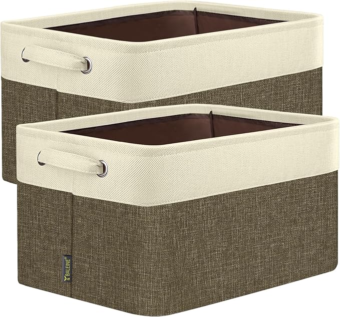 BALEINE 2 Pack Fabric Closet Storage Bins for Shelves, Linen Closet Organizers and Storage, Decorative Baskets for Organizing