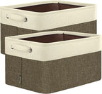 BALEINE 2 Pack Fabric Closet Storage Bins for Shelves, Linen Closet Organizers and Storage, Decorative Baskets for Organizing