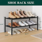 Smiry Bamboo Shoe Rack 2-Tier, Stackable Wooden Shoe Organizer for Entryway & Closet, Free Standing Wood Shoe Storage Shelf f