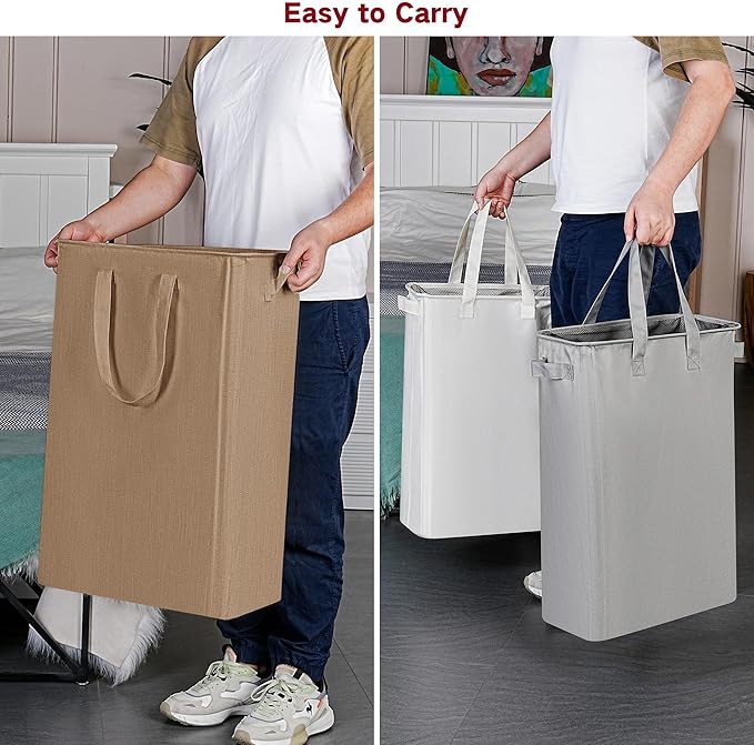 efluky Slim Laundry Basket, Narrow Laundry Hamper with Handles, Collapsible Dirty Clothes Hamper, Tall Laundry Bin for Laundr