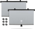 Firestone 2 Pack Retractable Car Window Sunshades - Blocks 99% UV Rays, Lightweight & Compact Car Side Window Screen with Automatic Retract Button, Blocks Glare & Heat, Gray