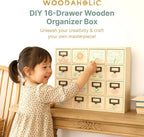DIY Wooden Desk Organizer with Drawers – Unfinished 16-Drawer Wood Desk Organizer for Crafts, School, or Office – Customizabl