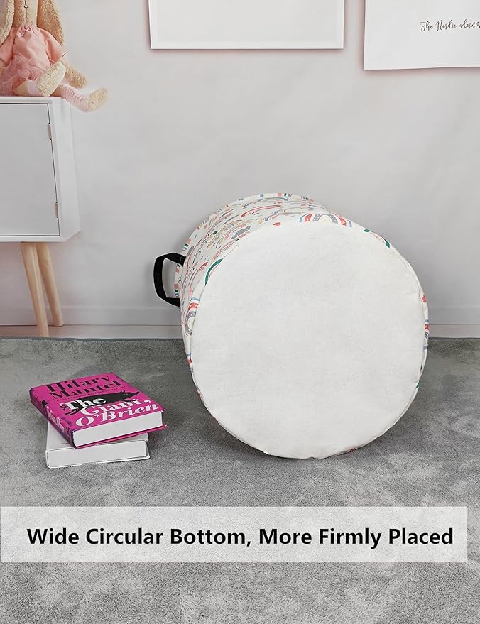 QUEENLALA Large Storage Basket,Laundry Hamper/Bathroom/Home Decor/Collapsible Round Storage Bin,Boys and Girls Hamper/Boxes/C