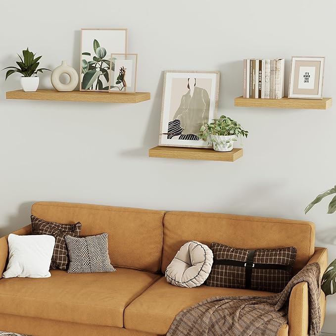 Vivelove Floating Shelves for Wall Mounted, 16 inchs Shelf for Small Bathroom, Bedroom, Living Room, Kitchen, Modern Home Dec