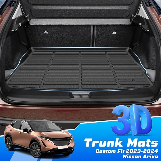 Sunsdrew Trunk Cargo Liner for 2023-2026 Nissan Ariya Accessoreis, Rear Trunk Mat Cargo Mat All Weather Protection TPE Rubber Raised Edge