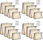 16 Pack Clear Handbag Storage Organizer and 16 Stainless Steel S-Hooks Anti-dust Purse Storage Bags with Zipper and Handle Mo
