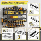 Power Tool Organizer Wall Mount - 400Lbs Load 4 Layers Storage Rack with 8 Drill Holders for Drills Cordless Tools. Heavy Dut