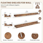 Fun Memories Picture Ledge Shelf, Floating Shelves Set of 4, 36 Inch Picture Shelves for Wall with Ledge, Large Nursery Book 
