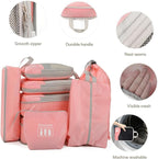 Compression Packing Cubes 8 Set, Dual Zipper Compression Packing Cubes for Travel, See-Through Mesh Packing Bags for Suitcase