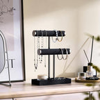 bussdis 2 Tier Bracelet Holder Display - Detachable T Bar Black Velvet Bracelet Holder, Jewelry Holder Organizer for Bracelet