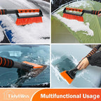 Ice Scraper and Snow Brush for Car Windshield, 24.8 inches Aluminum Frost Remover with Ergonomic Foam Grip for SUV Truck Glass Window (Orange)