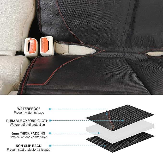 Car Seat Protector for Child, Baby, Pets -1 Pack car seat Cover with Thick Padding- Waterproof Universal Size with Mesh Pocke