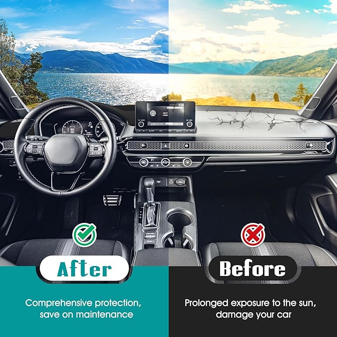 FIILINES Dash Cover for 2022-2025 Honda Civic, Dashboard Mat Accessories Dash Cover Sunshade Nonslip Mesh Protector No Glare 
