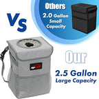 EPAuto Waterproof Car Trash Can with Lid and Storage Pockets, 2.5 Gallon Leakproof, Gray