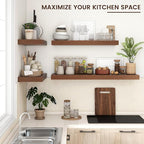 Floating Shelves for Wall, 40" W x 12" D x 2" H, 1 Pack of Long Wall Mounted Engineered Wood Shelves with Invisible Brackets 