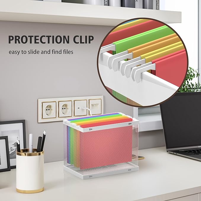 UAK 3 Pack Plastic File Storage Box with 15 Pack Hanging Folders, Portable File Storage Organizer Fits A4 Size