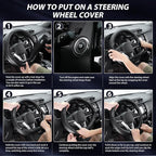 SEG Direct Flat Bottom Steering Wheel Cover, D Shaped Car Wheel Cover 14-14 1/4 in. (35.5-36 cm), for Tesla Model 3 / Y, for 