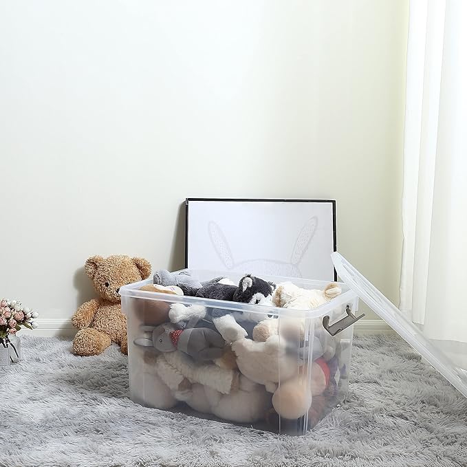 Citylife 6 Packs 58.1 QT Plastic Storage Bins with Lids Large Stackable Storage Containers for Organizing Clear Storage Box f